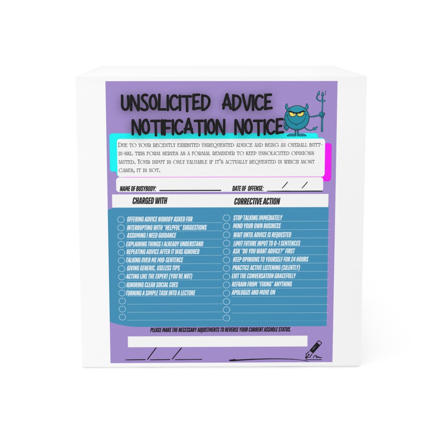 Unsolicited Advice Notification Notice