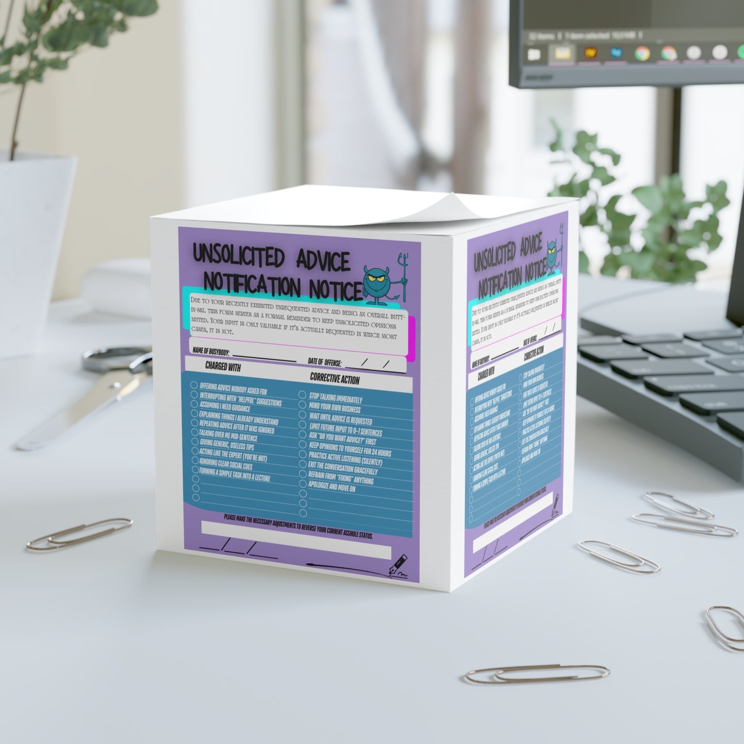 Unsolicited Advice Notification Notice